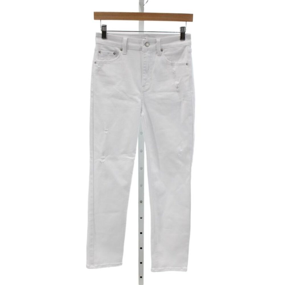 Pistola Womens White Straight High Rise Jeans Button Cotton Blend Size 26